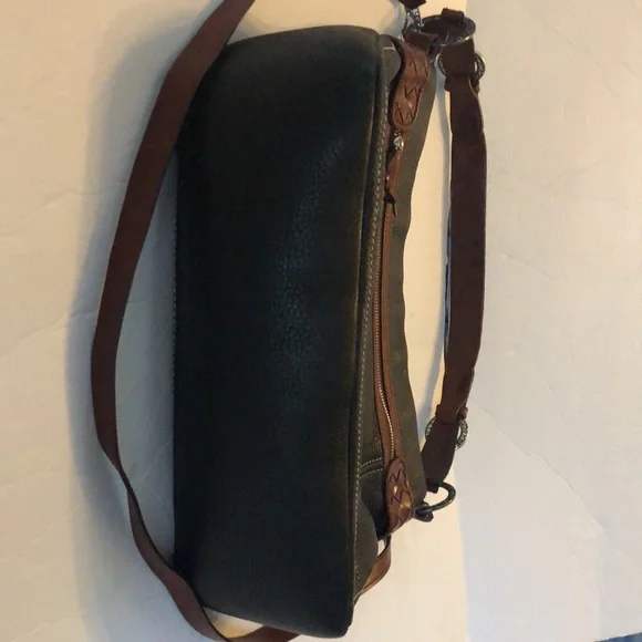 Brighton D549273 Black/Brown Genuine Leather Woven Strap Shoulder/Crossbody Bag - Picture 5 of 10